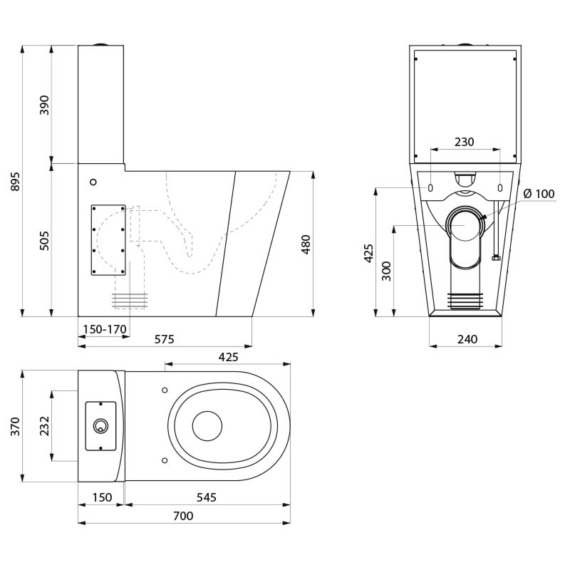 Pack WC surélevé avec réservoir MONOBLOCO 700 PMR Mulhouse 0