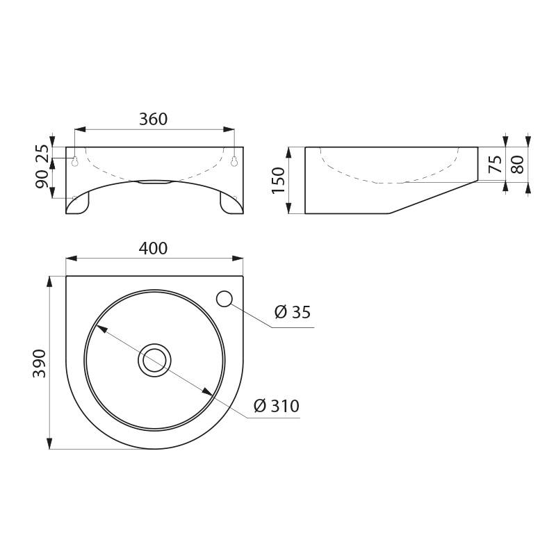 Lave-mains PMR XS avec trou de robinetterie Montbéliard 0