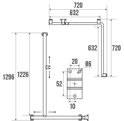 Barre d&#8217;appui angle 2 murs Aluminium Epoxy Blanc Classic 490360 Montbéliard 0